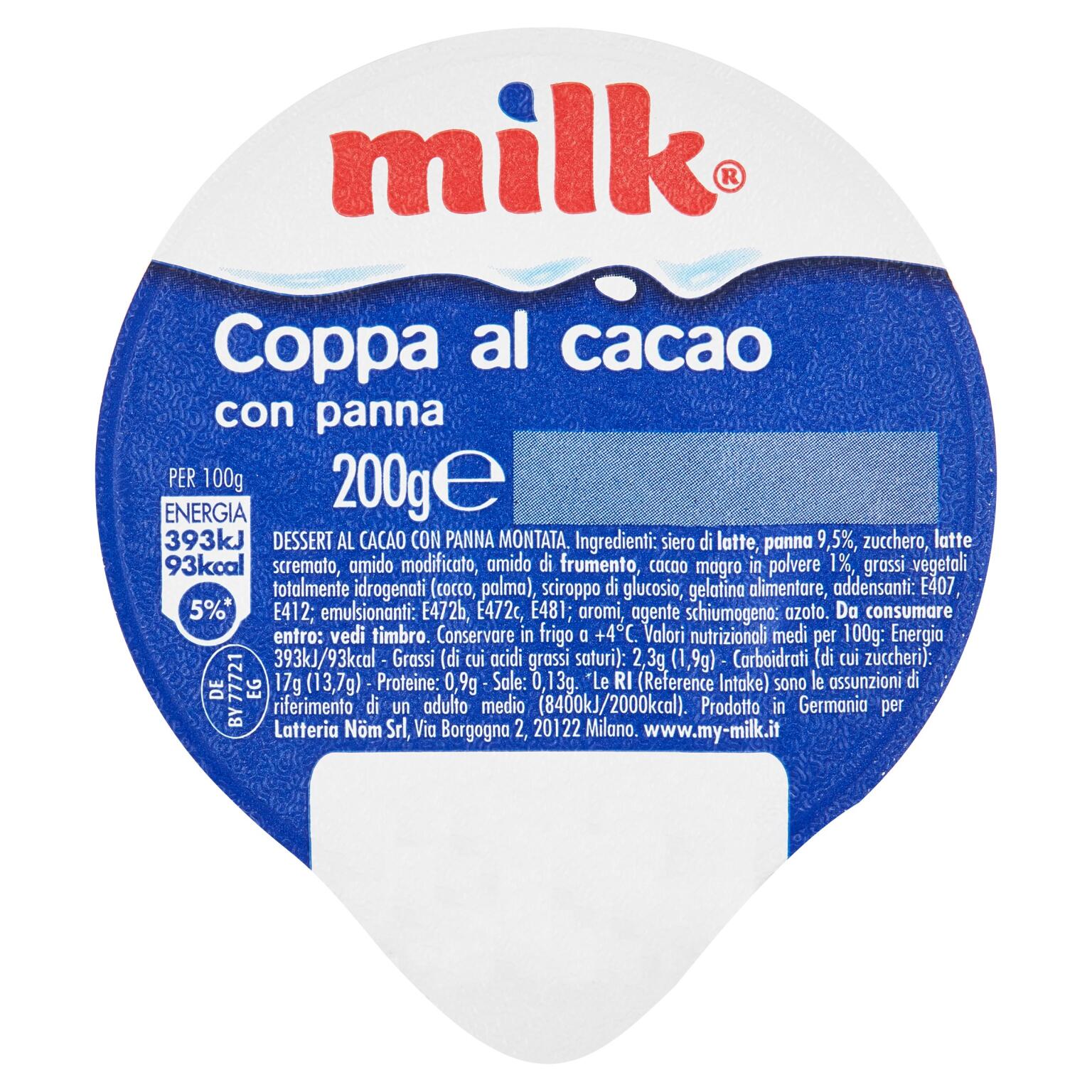 Coppa al Cacao con panna 200g Milk