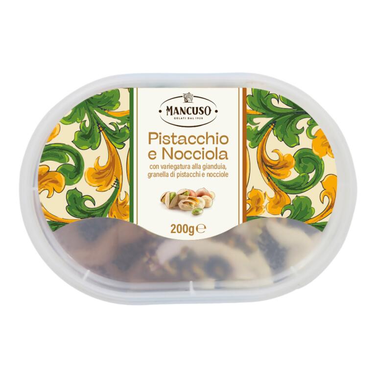 Vaschetta gelato al pistacchio e nocciola da 200g Mancuso