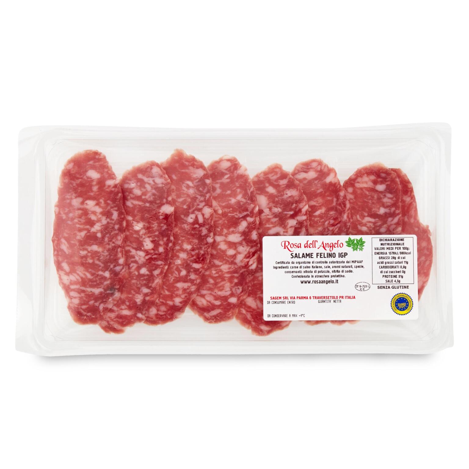 Salame felino IGP a fette Rosa dell'Angelo senza glutine