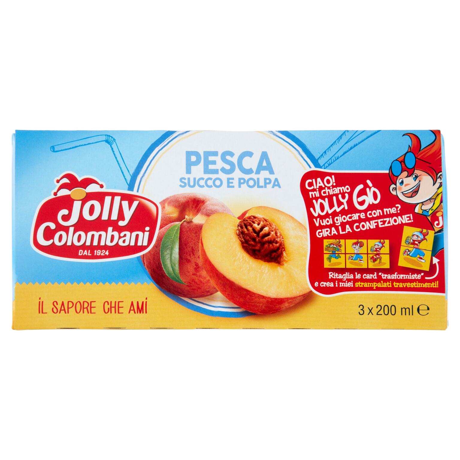 Succo e polpa brick 3x200ml pesca Jolly Colombani