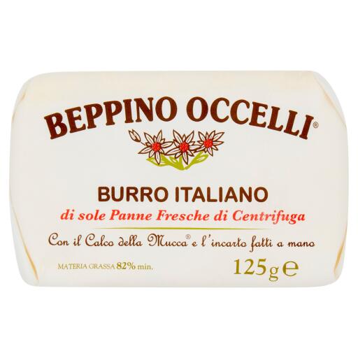 Burro di panna italiana di centrifuga formato a mano con il calco della mucca 125g Beppino Occelli