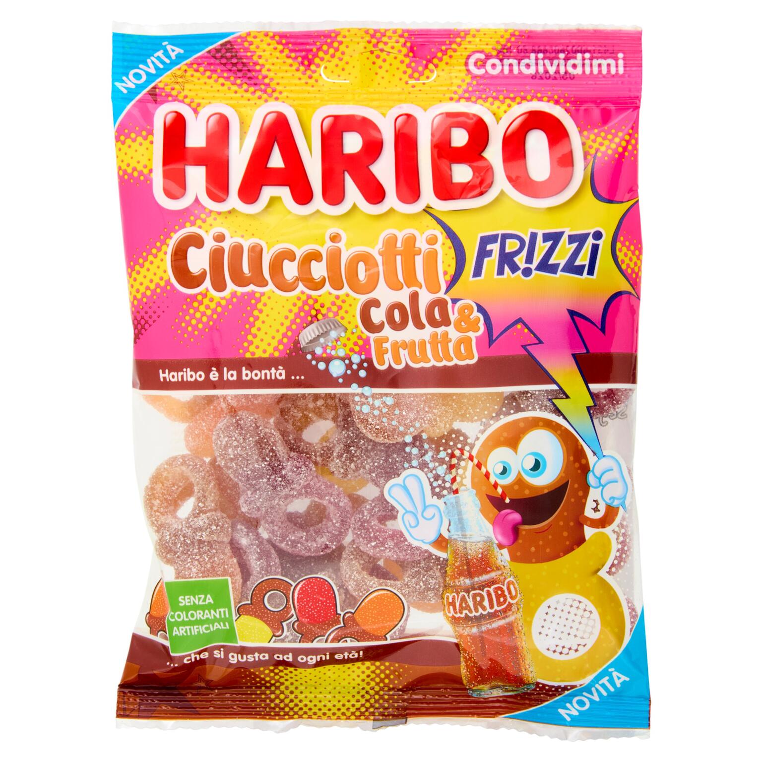Caramelle ciucciotti Frizzi Cola&fruit 160g Haribo