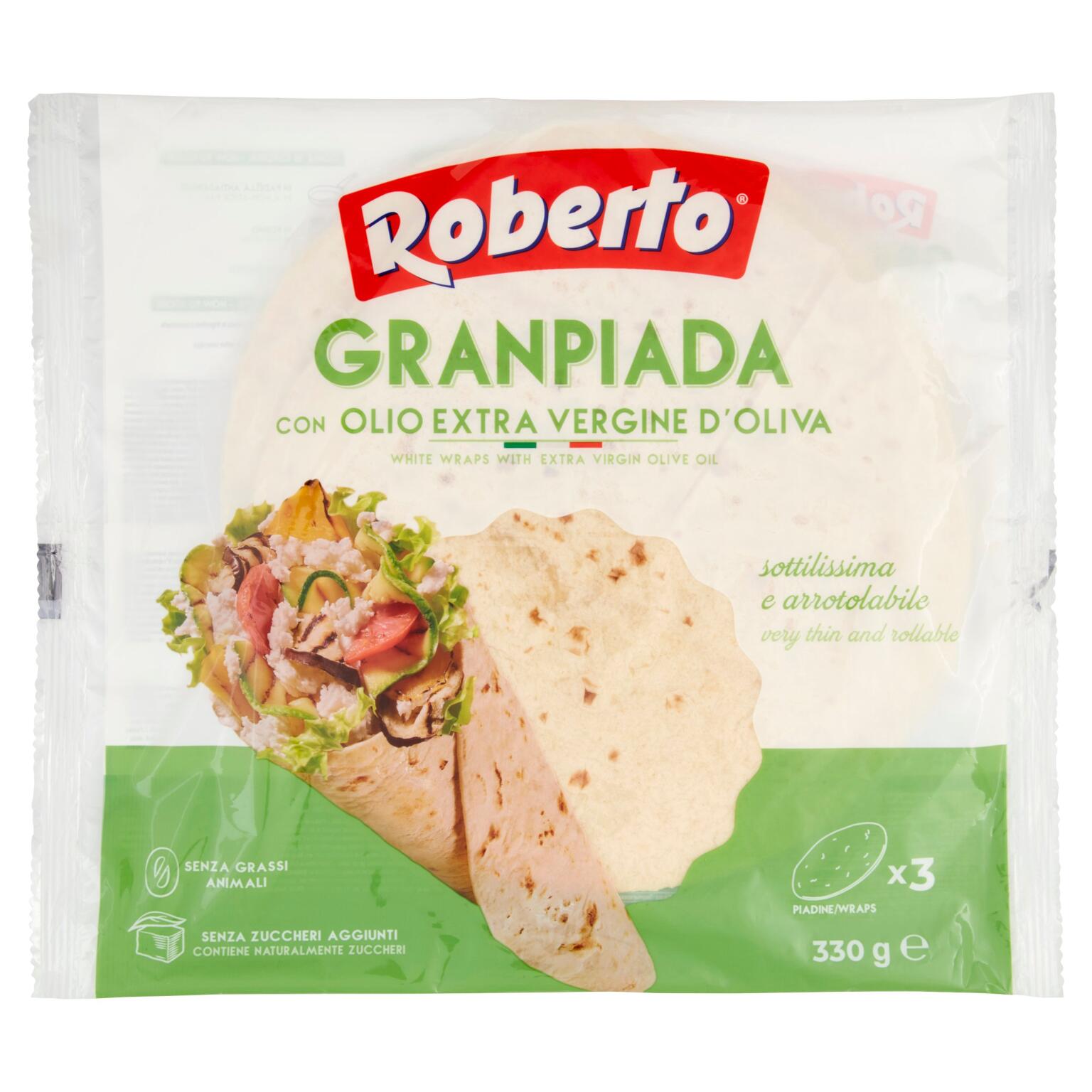 Gran Piada olio extra vergine oliva sfogliata e sottilissima 330g Roberto
