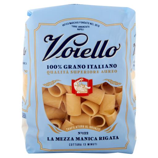 Mezze maniche rigate pasta di semola di grano duro trafilate bronzo n°122 500g Voiello