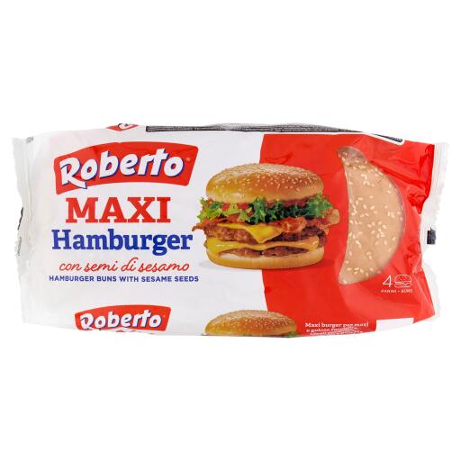 Pane Maxi Hamburger con semi di sesamo 300g 4pezzi Roberto