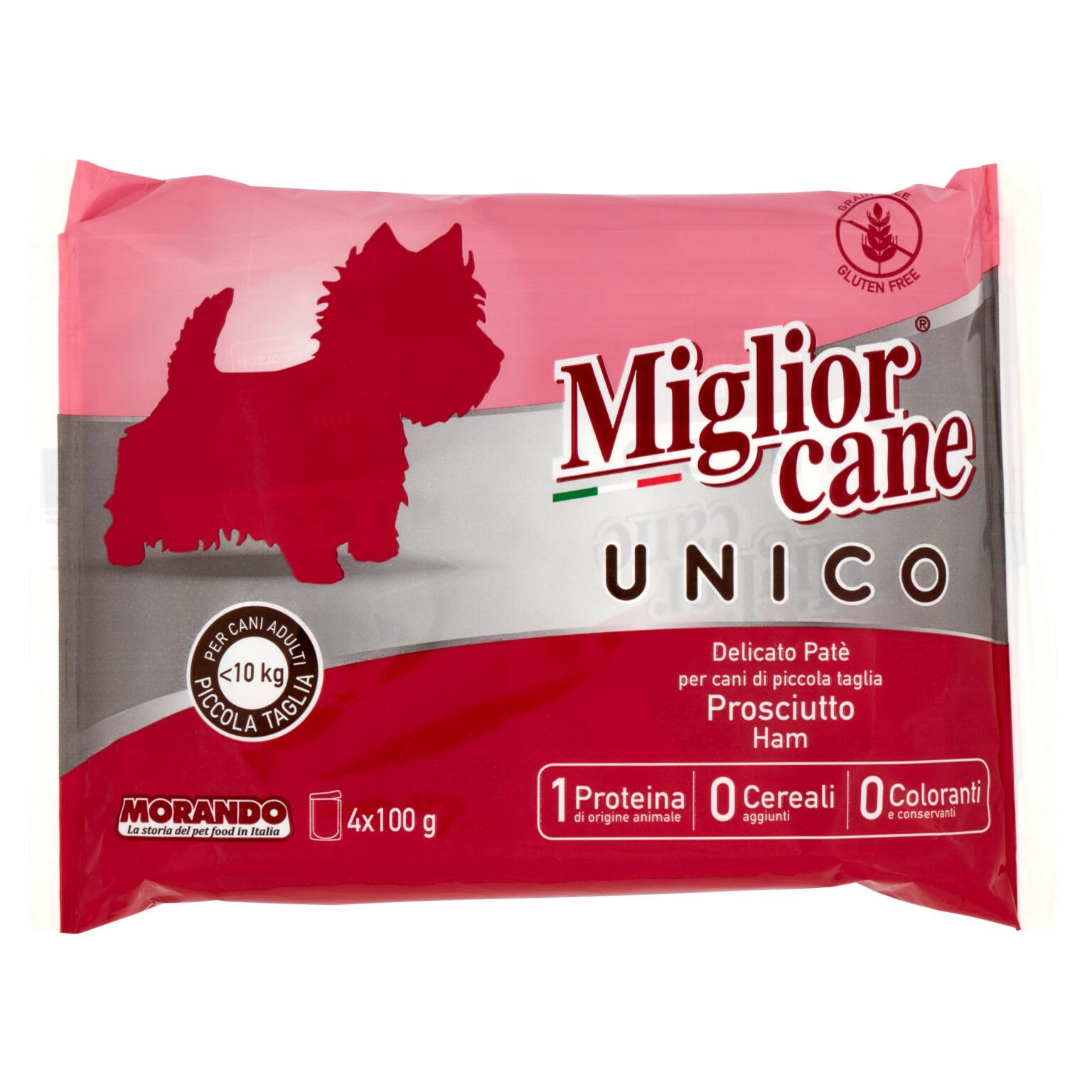 Migliorcane unico patè prosciutto 4x100g