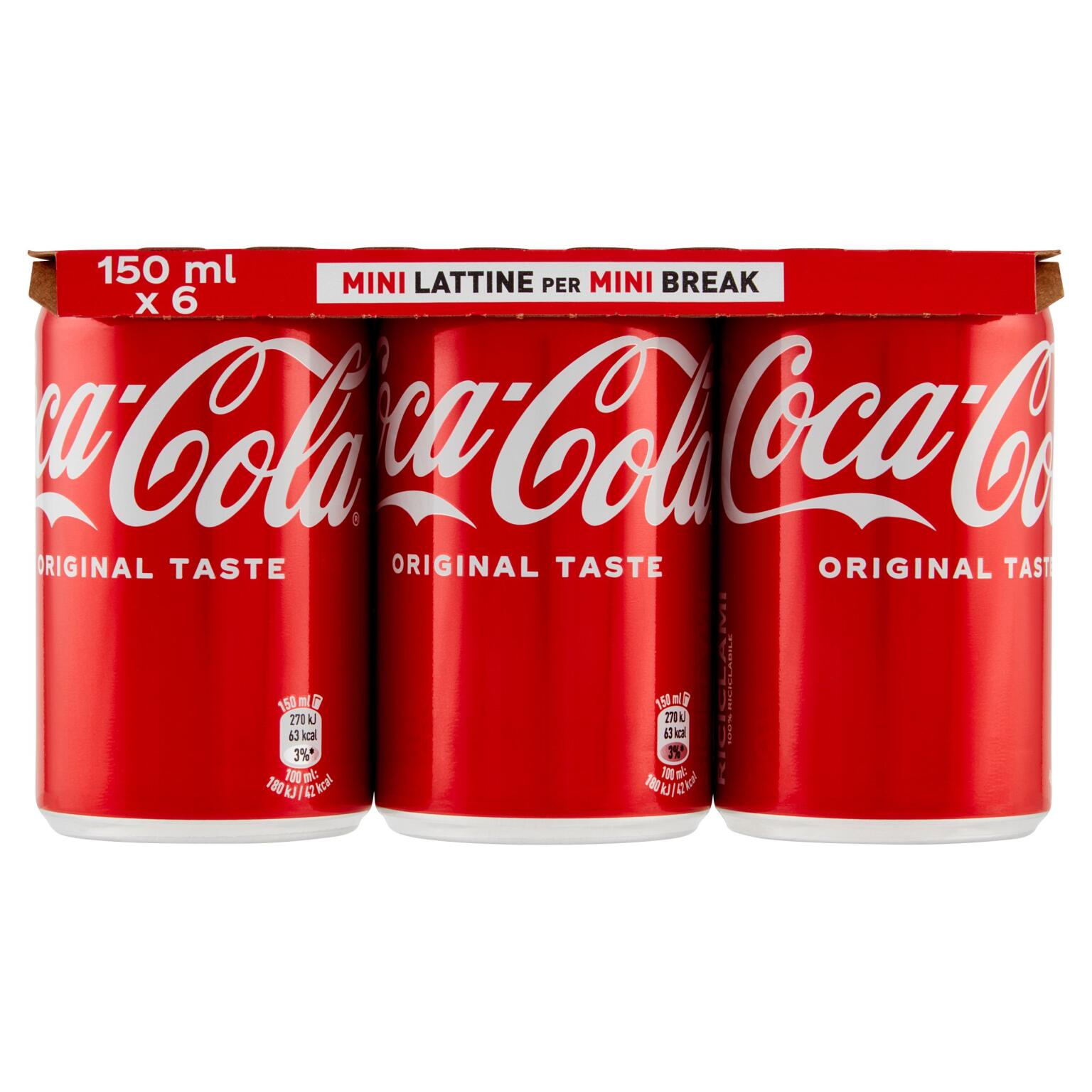 Coca cola mini can 6 pezzi da 15cl
