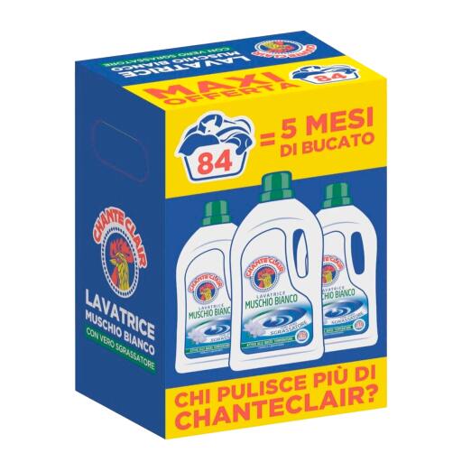 Liquido Lavatrice Chanteclair Tripacco Muschio Bianco 1260ml x3 84 lavaggi