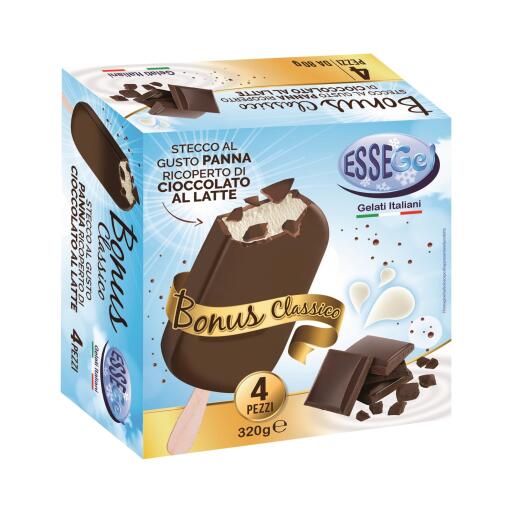 4 Bonus Stecco al gusto panna ricoperto di cioccolato al latte 320g