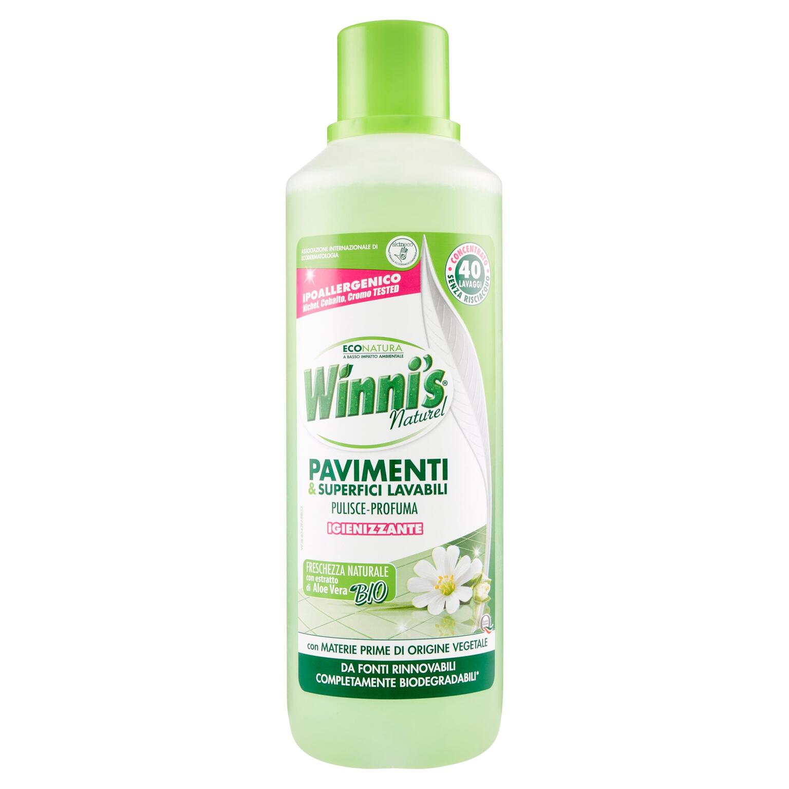 Detergente pavimenti e superfici lavabili concentrato senza risciaquo 1L Winni's
