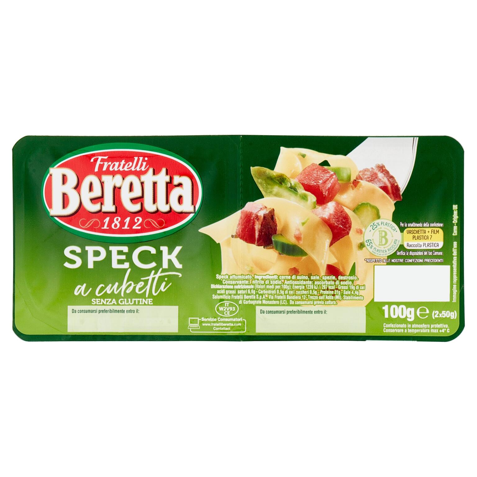 Speck a cubetti 100g Fratelli Beretta senza glutine