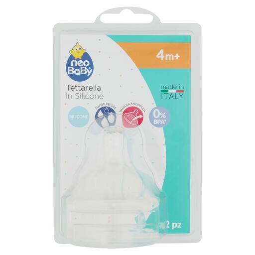 Tettarella collo largo in silicone 2 pezzi flusso veloce Neo Baby Artsana