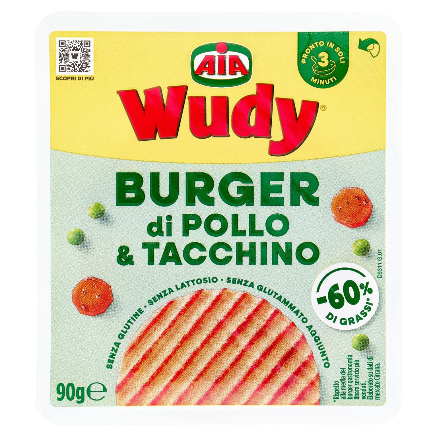 Wudy burger di pollo e tacchino 90g