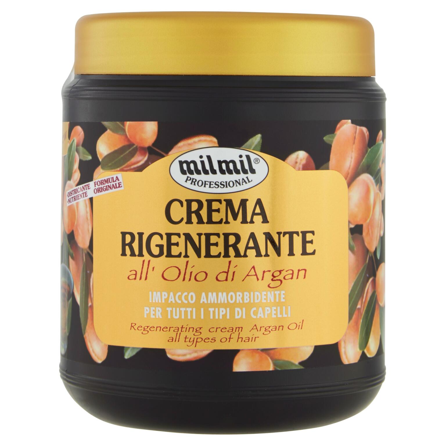 Crema per capelli rigenerante all'olio di argan 1 litro Mil Mil