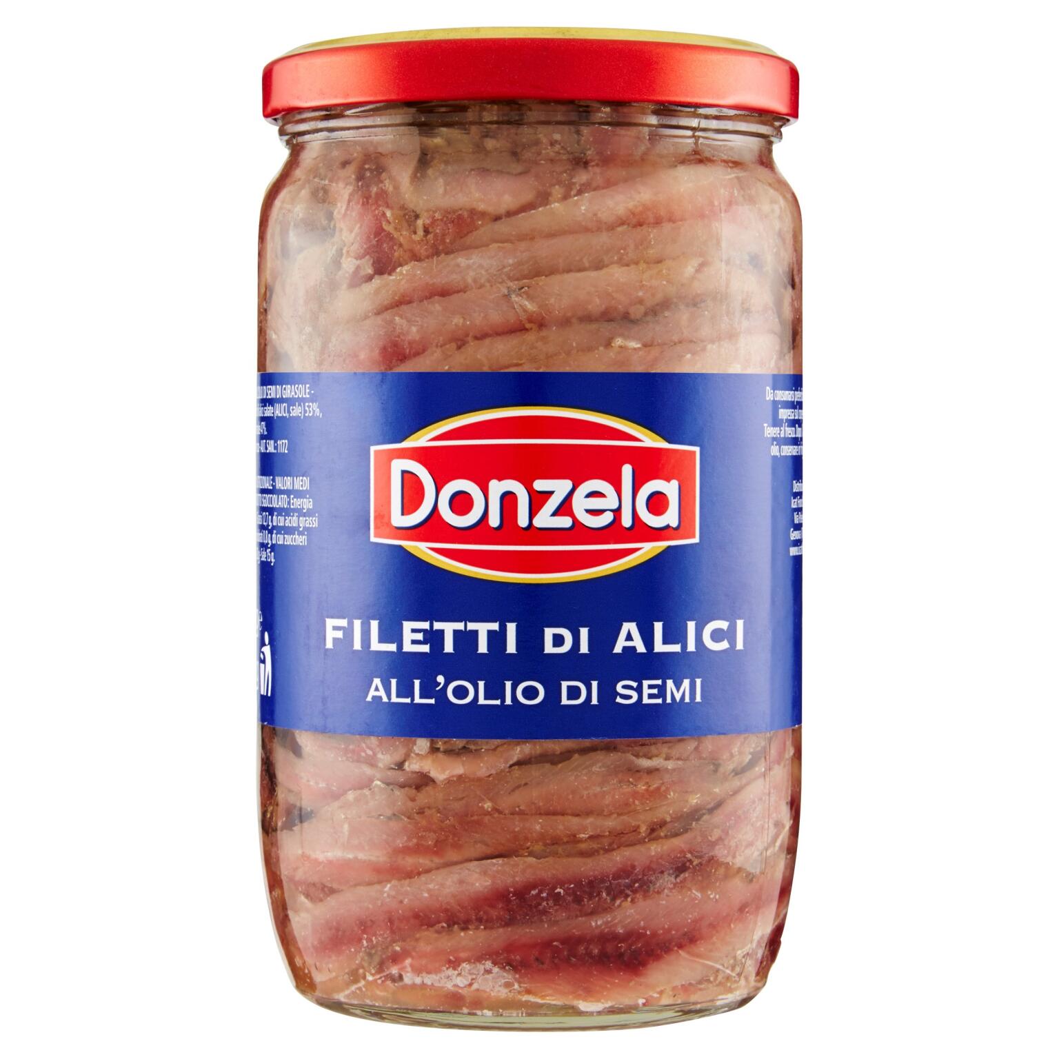 Filetti di alici in olio di semi 720g Donzela