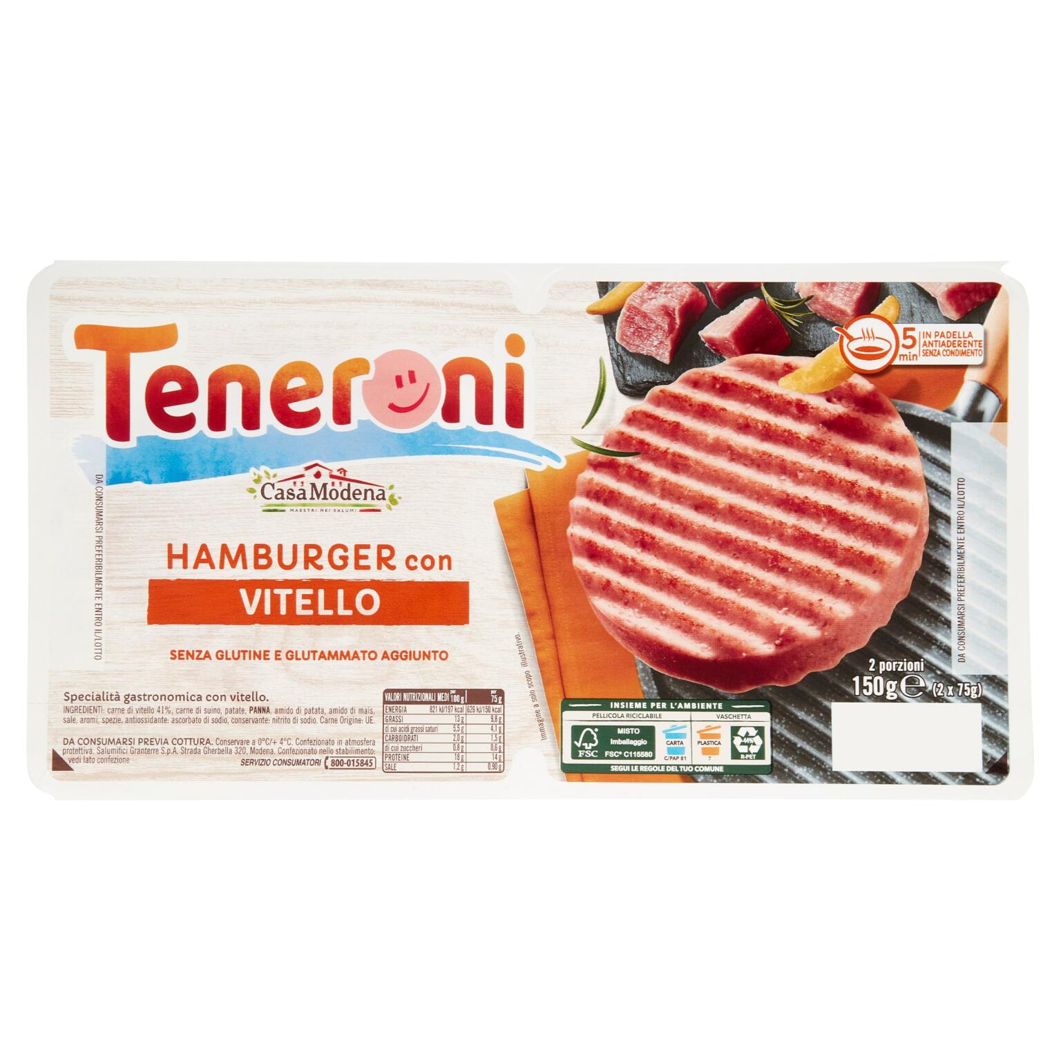 Teneroni con vitello 150g Casa Modena senza glutine