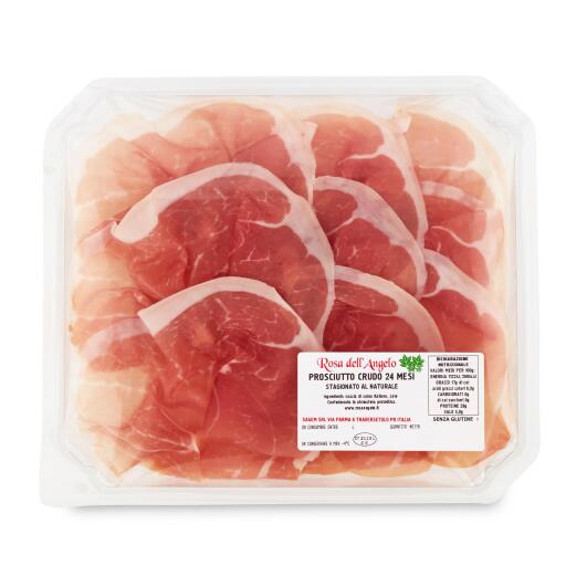 Prosciutto crudo stagionato 24 mesi a fette Rosa dell'Angelo senza glutine