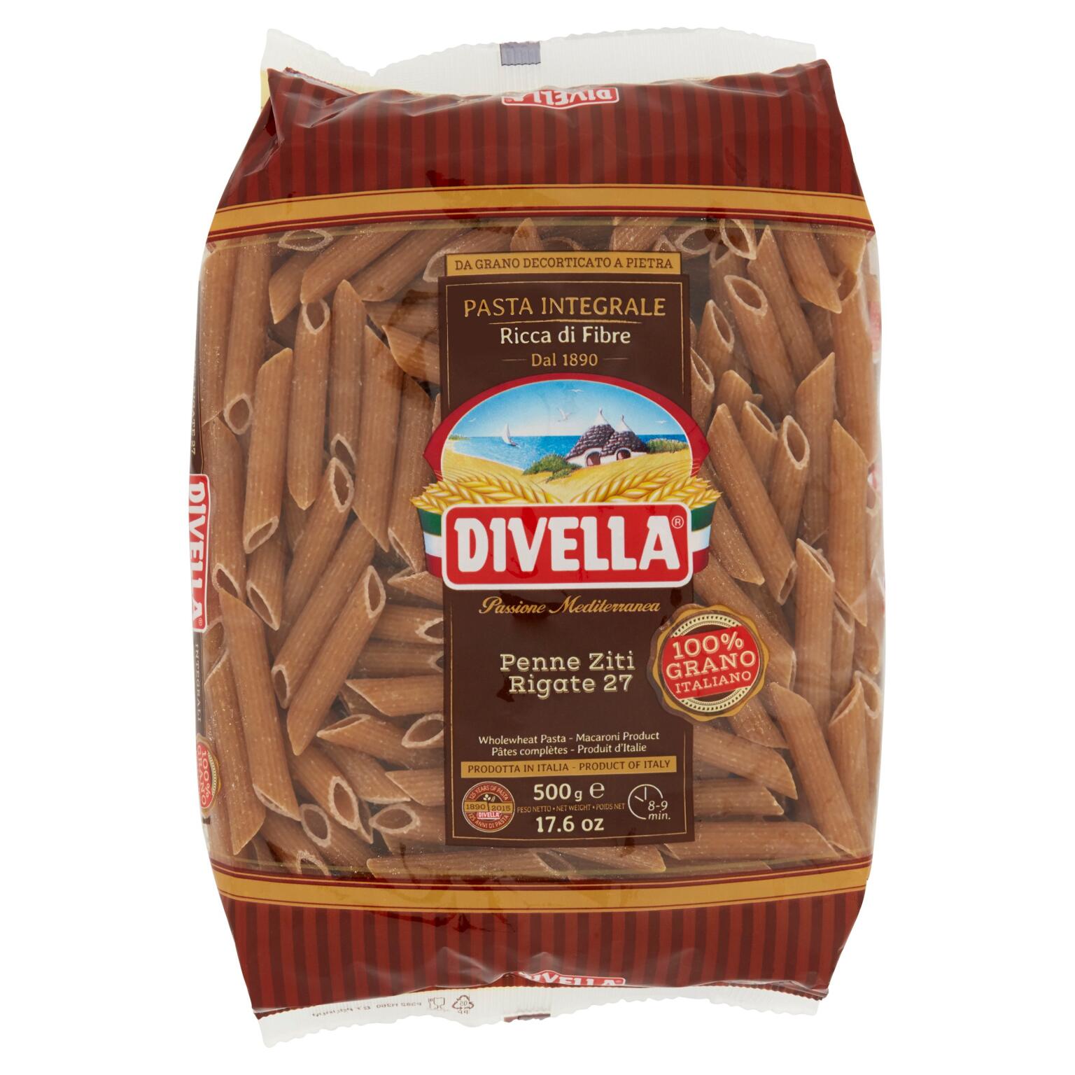 Pasta integrale Penne ziti rigate n°27 500g Divella