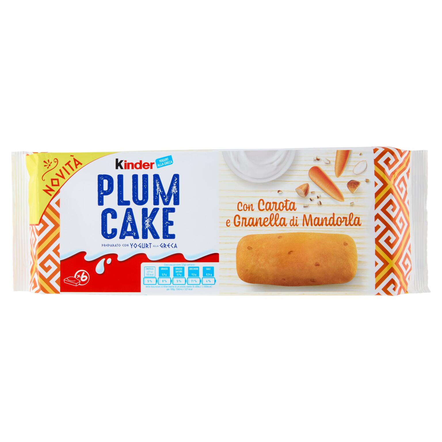 Plumcake yogurt alla greca c/carota e granella di mandorle 192g