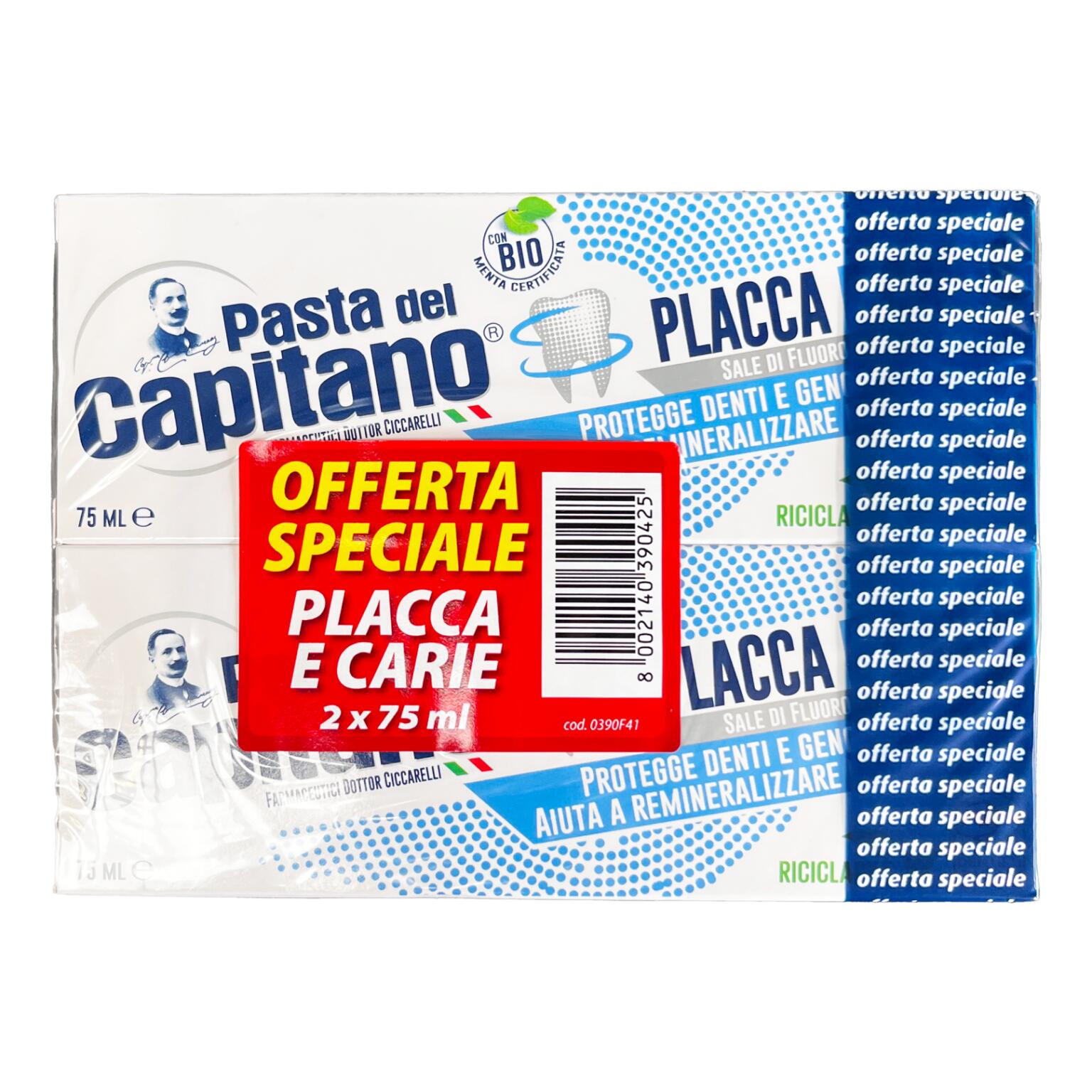 Dentifricio Placca e carie bipack 75mlx2 Pasta del Capitano