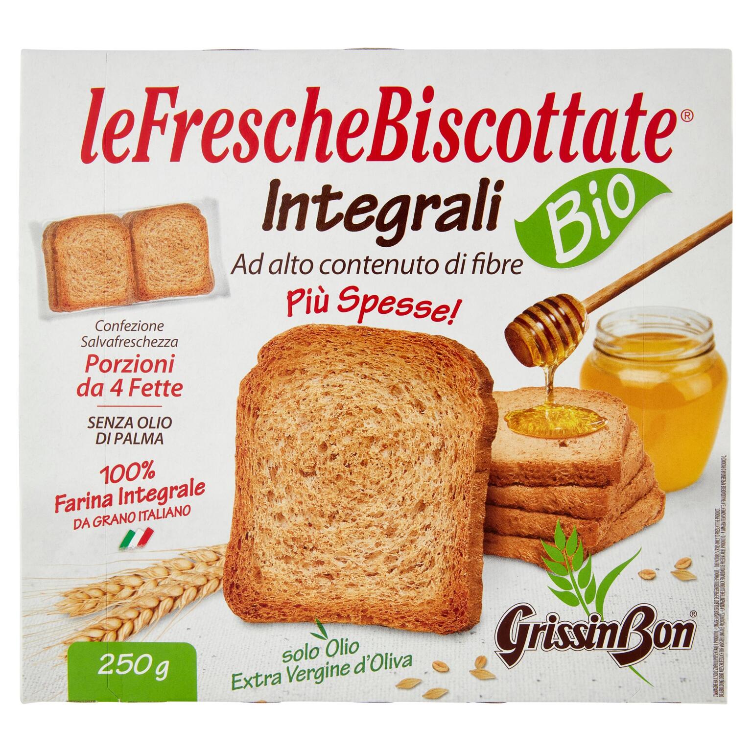 Fette biscottate bio con farina integrale 250gr   Grissin Bon