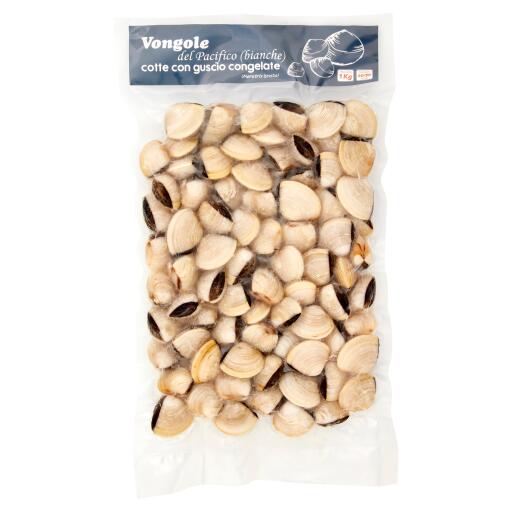Vongole del Pacifico Bianche cotte con guscio congelate 60/80 1kg
