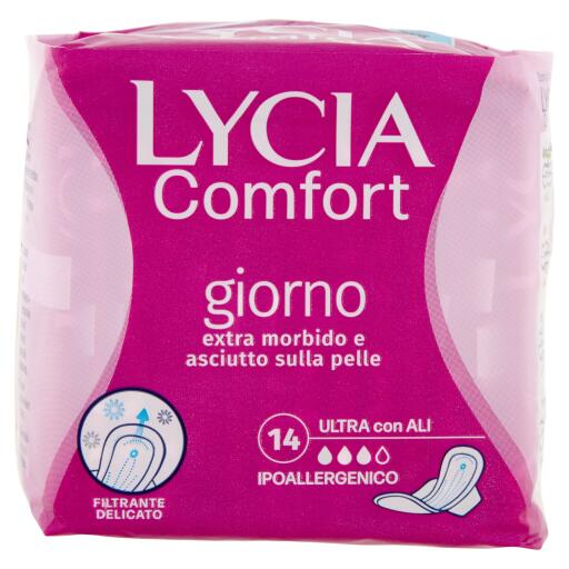Assorbenti ultrasottili day comfort 14 pezzi con ali Lycia