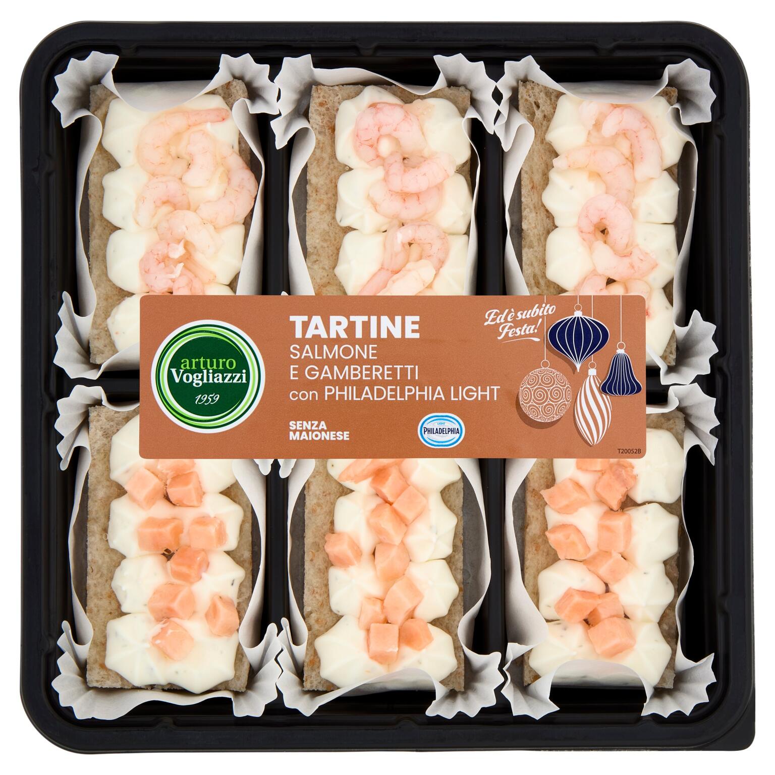 Tartine Salmone e Gamberi con Philadelphia Light 240g Arturo Vogliazzi