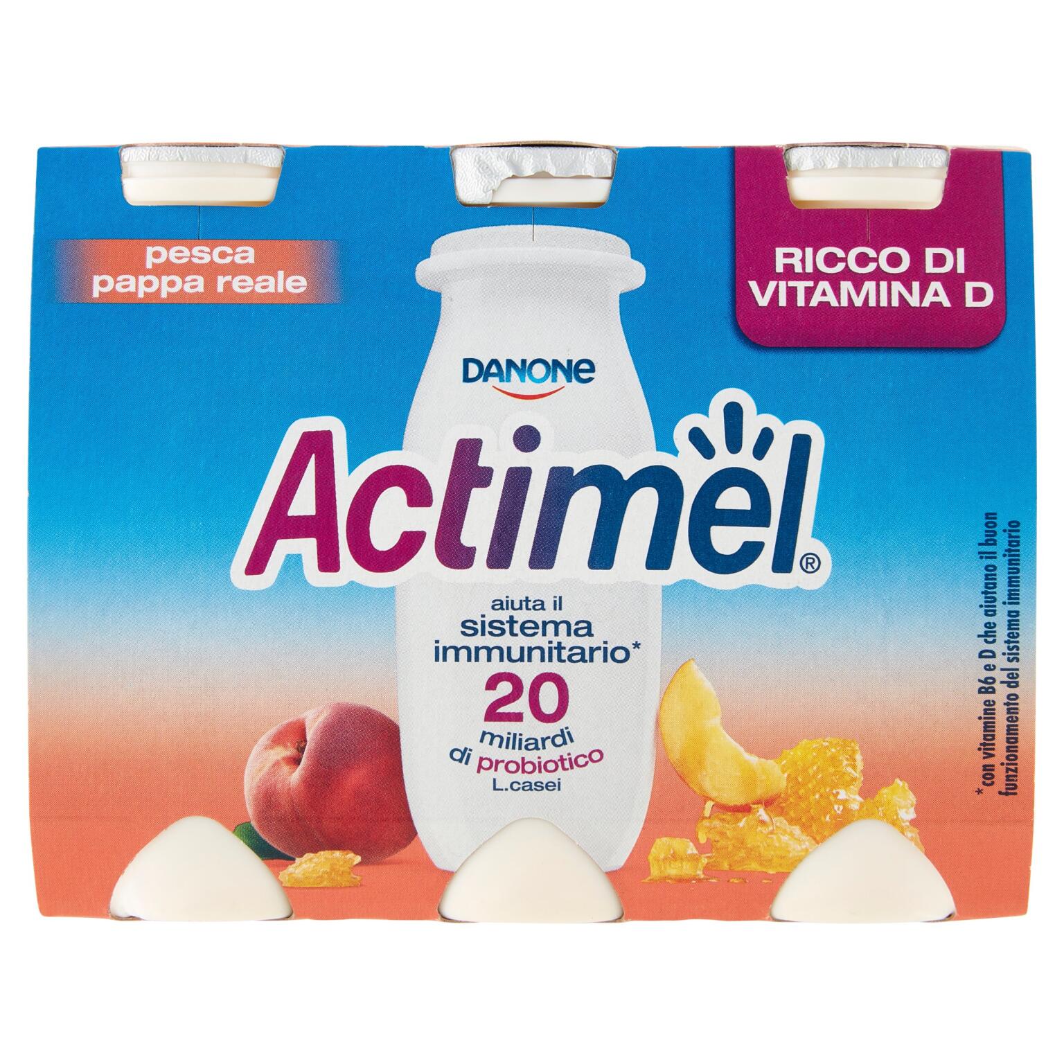 Actimel gusto pappa reale e pesca 6x100g Danone