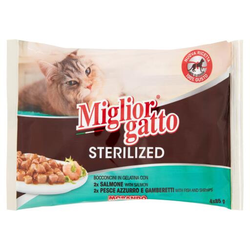 Migliorgatto Sterilized bocconcini pesce in gelatina 4x85g Morando