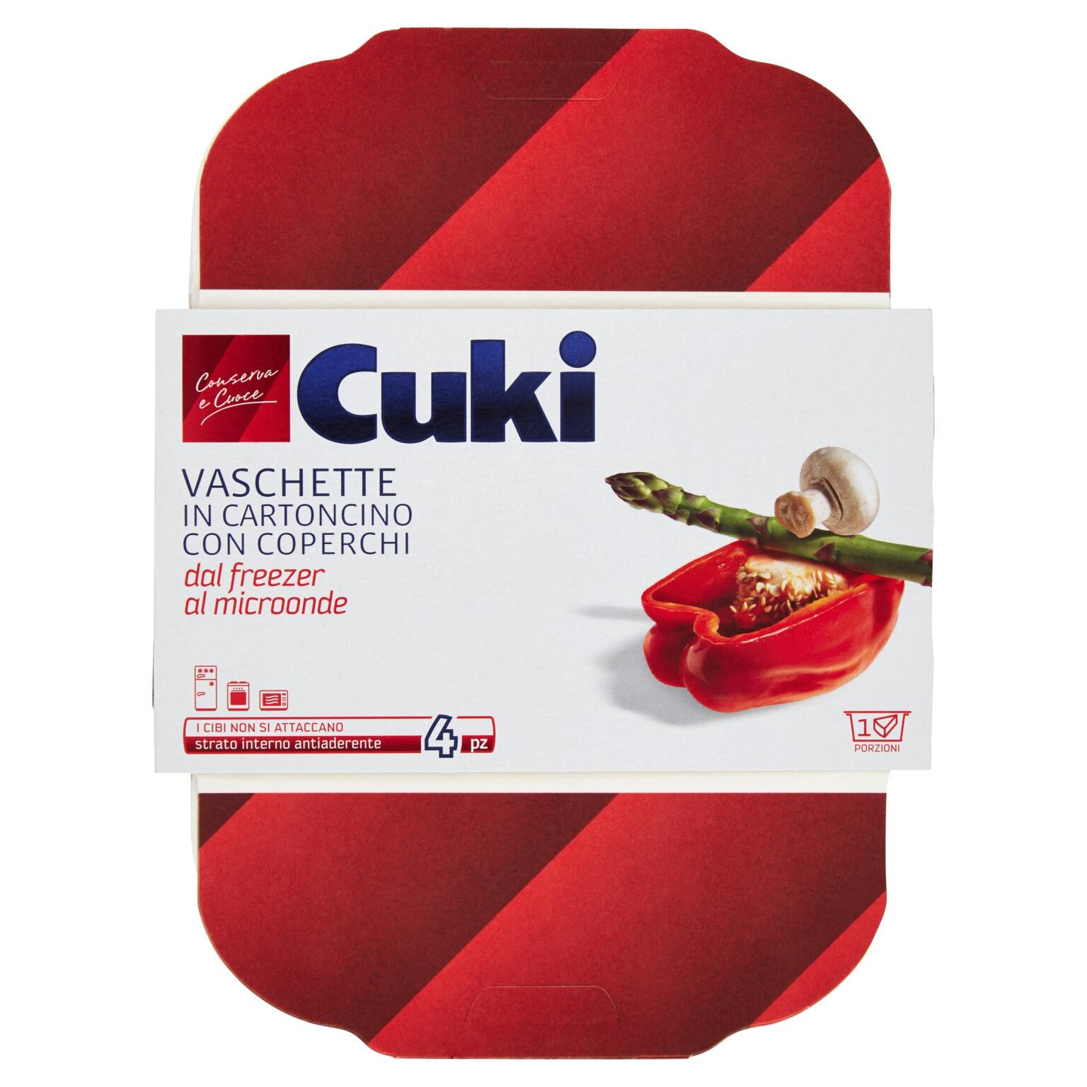 Vaschette in cartoncino RC33 con coperchi dal freezer al microonde da 1porzione 4pz Cuki