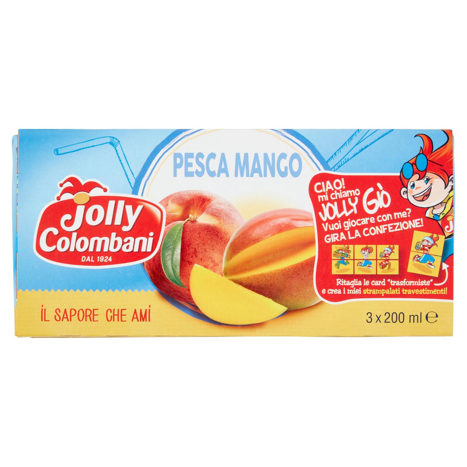 Succo brick 3x200ml gusto pesca e mango Jolly Colombani