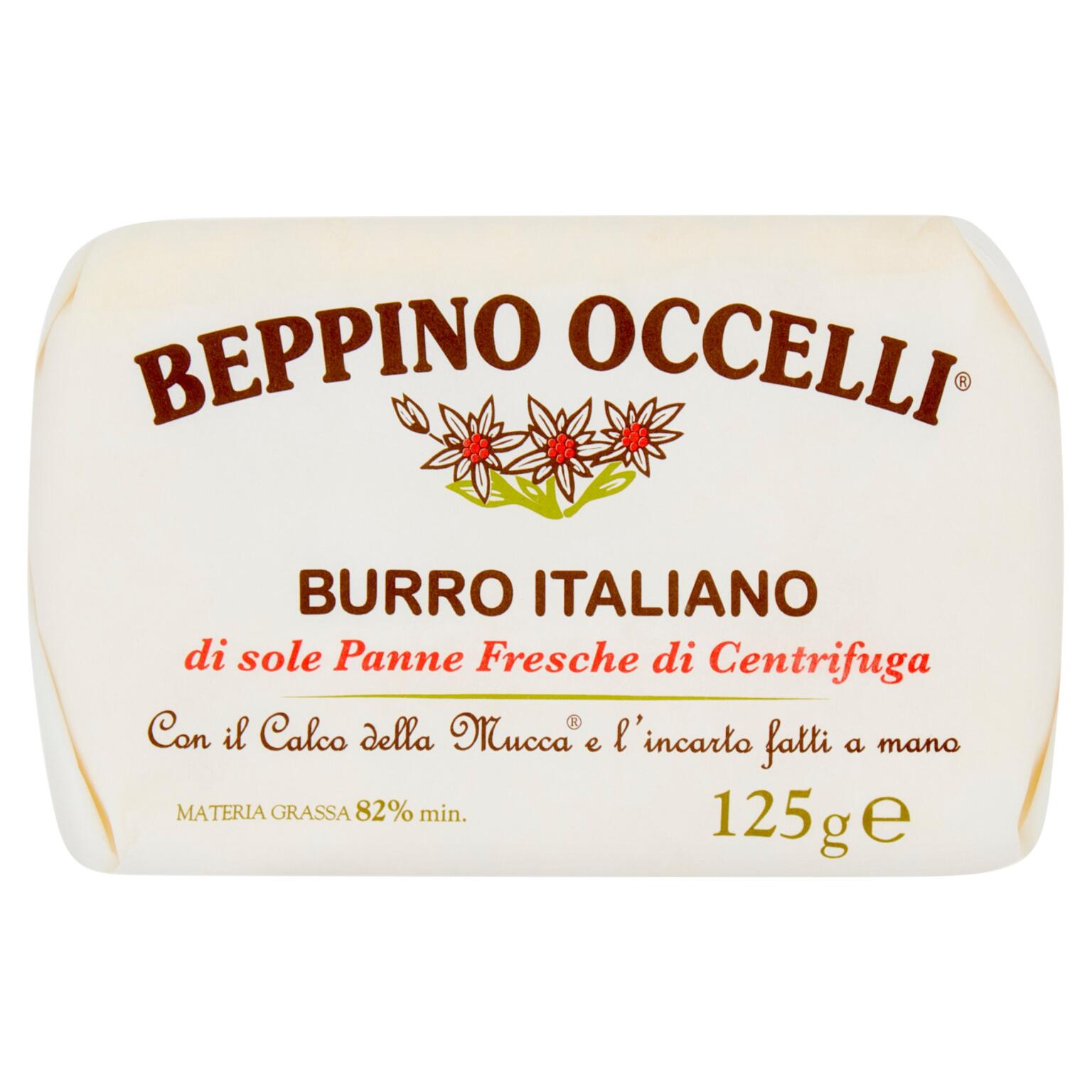 Burro di panna italiana di centrifuga formato a mano con il calco della mucca 125g Beppino Occelli