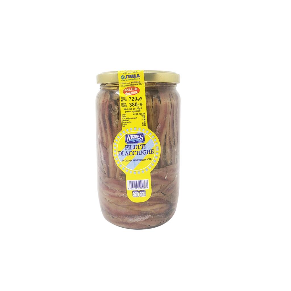 Filetti di acciughe Aries in olio di girasole 720g