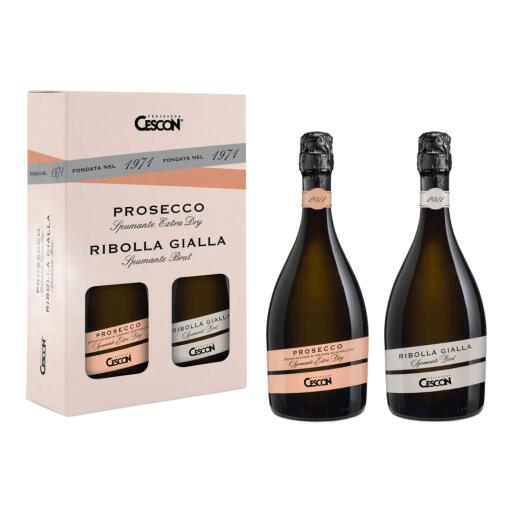 Conf. Prestige:Ribolla Gialla Spumante Brut cl.75 + Prosecco Doc c. 75 Cescon