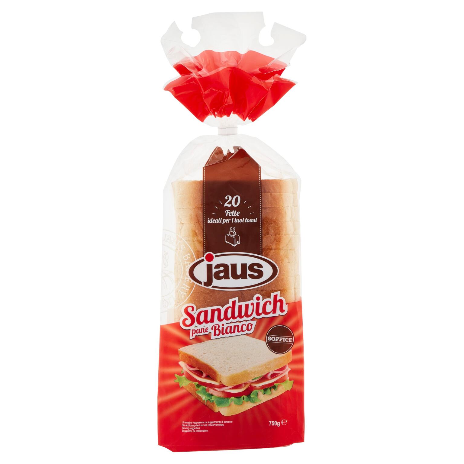 Pane Americano Sandwich a fette confezione da 20fette750g Jaus