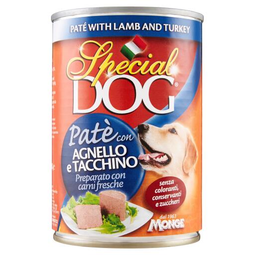 Patè con agnello e tacchino Special Dog 400g Monge