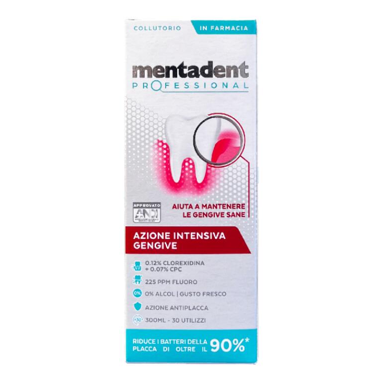 Mentadent Colluttorio professional 300ml con antibatterico clorexidina senza alcool