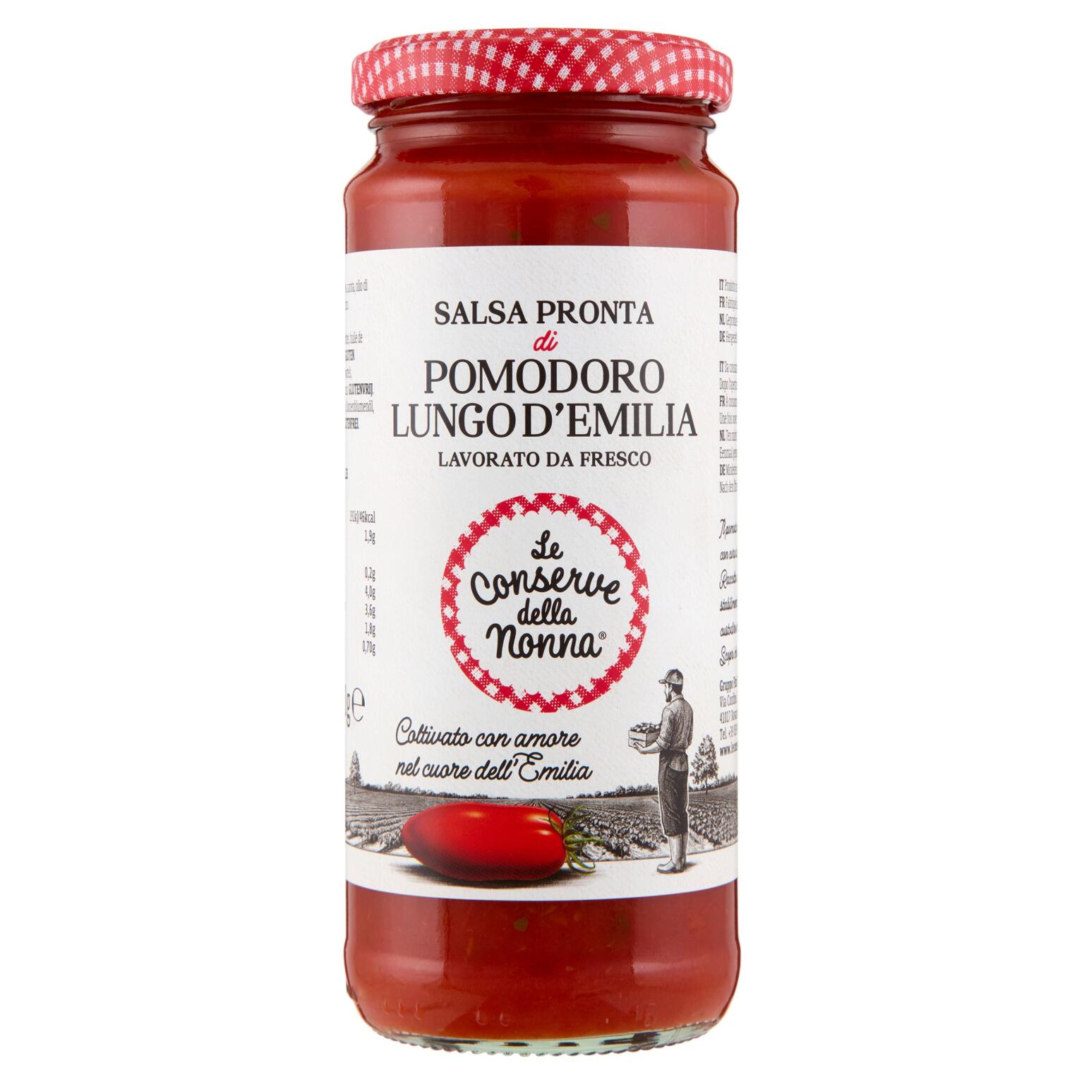 Salsa pronta di pomodoro lungo D'Emilia 330g Le conserve della nonna