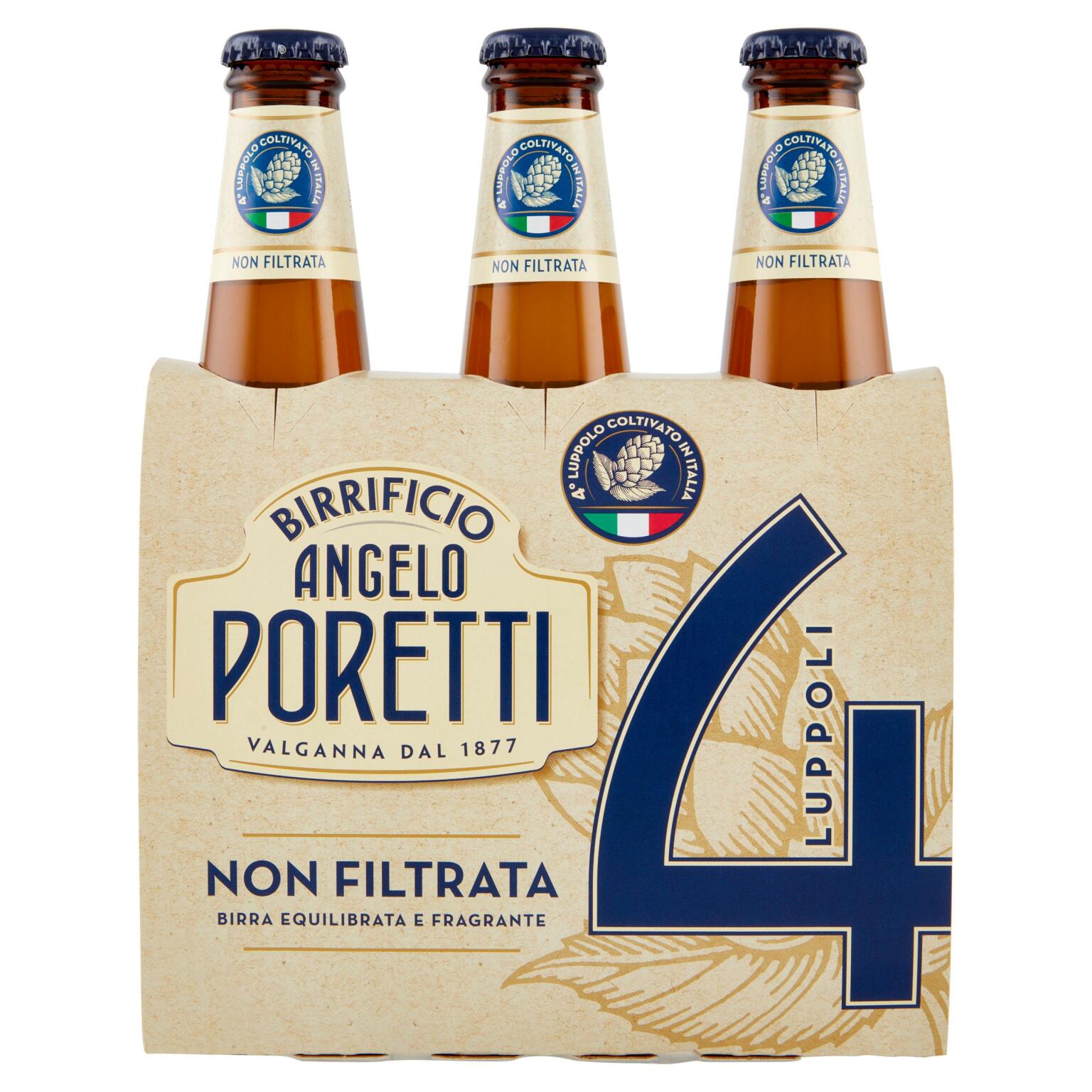 Birra 4 luppoli bottiglia non filtrata 3x33cl, Angelo Poretti