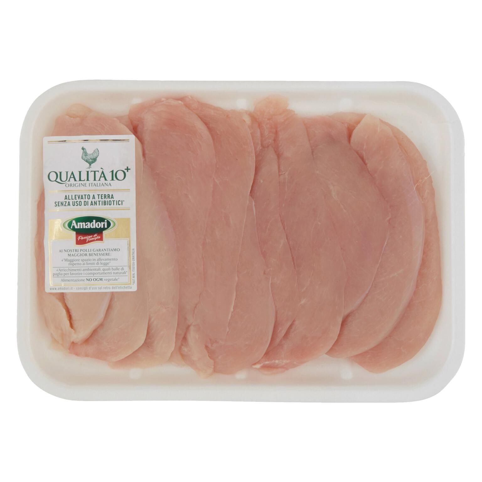 Petto di pollo a fette qualità 10+ Amadori allevato a terra senza uso di antibiotici