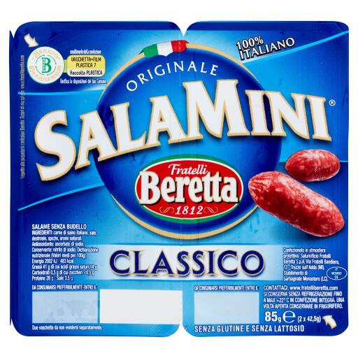 Salamini classici 85g Fratelli Beretta senza glutine e senza lattosio