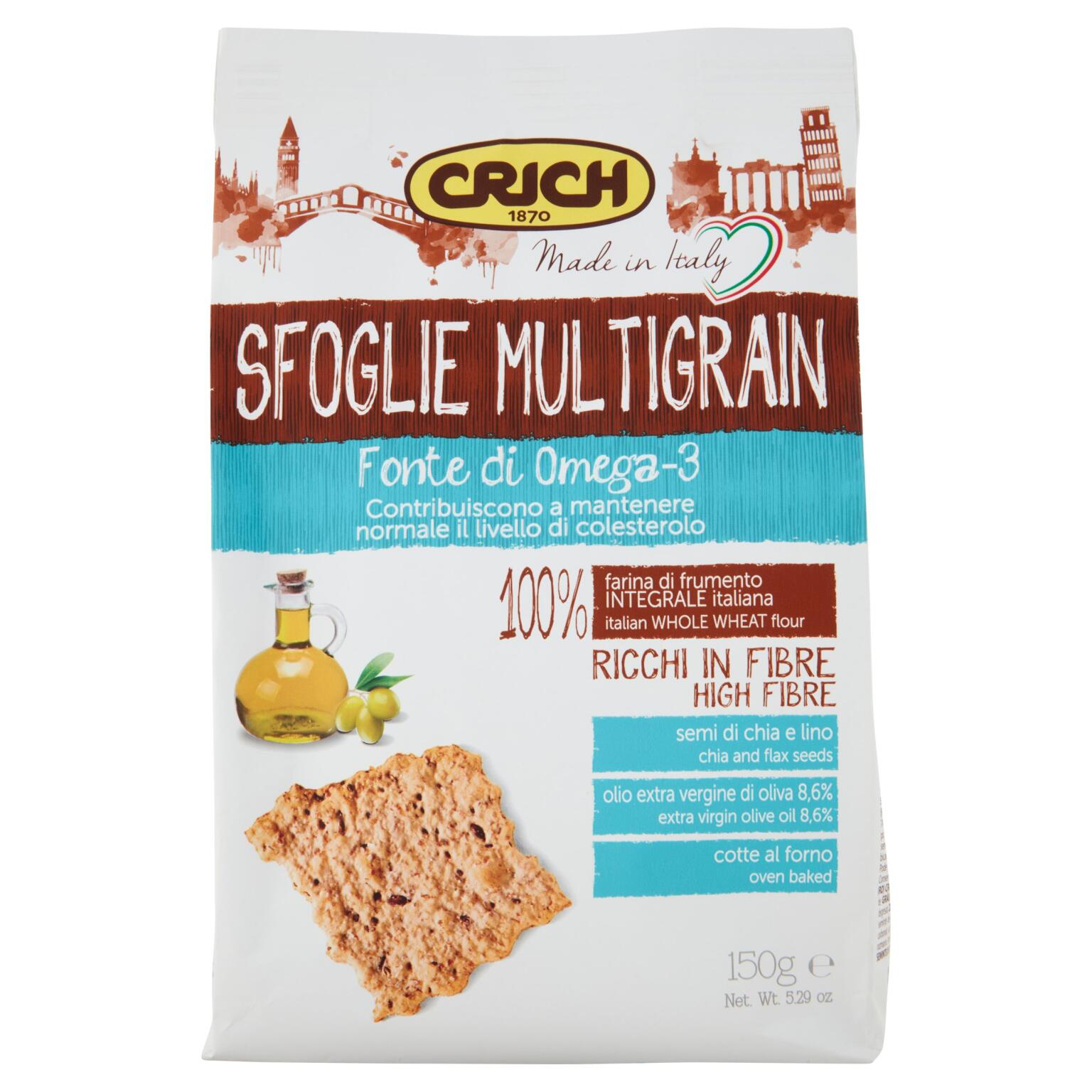 Sfoglie Multigrain con olio evo ,semi di chia e amaranto soffiato 150g Crich