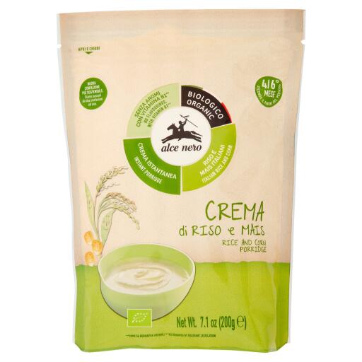 Crema di riso e mais baby food Bio, 200g Alce nero