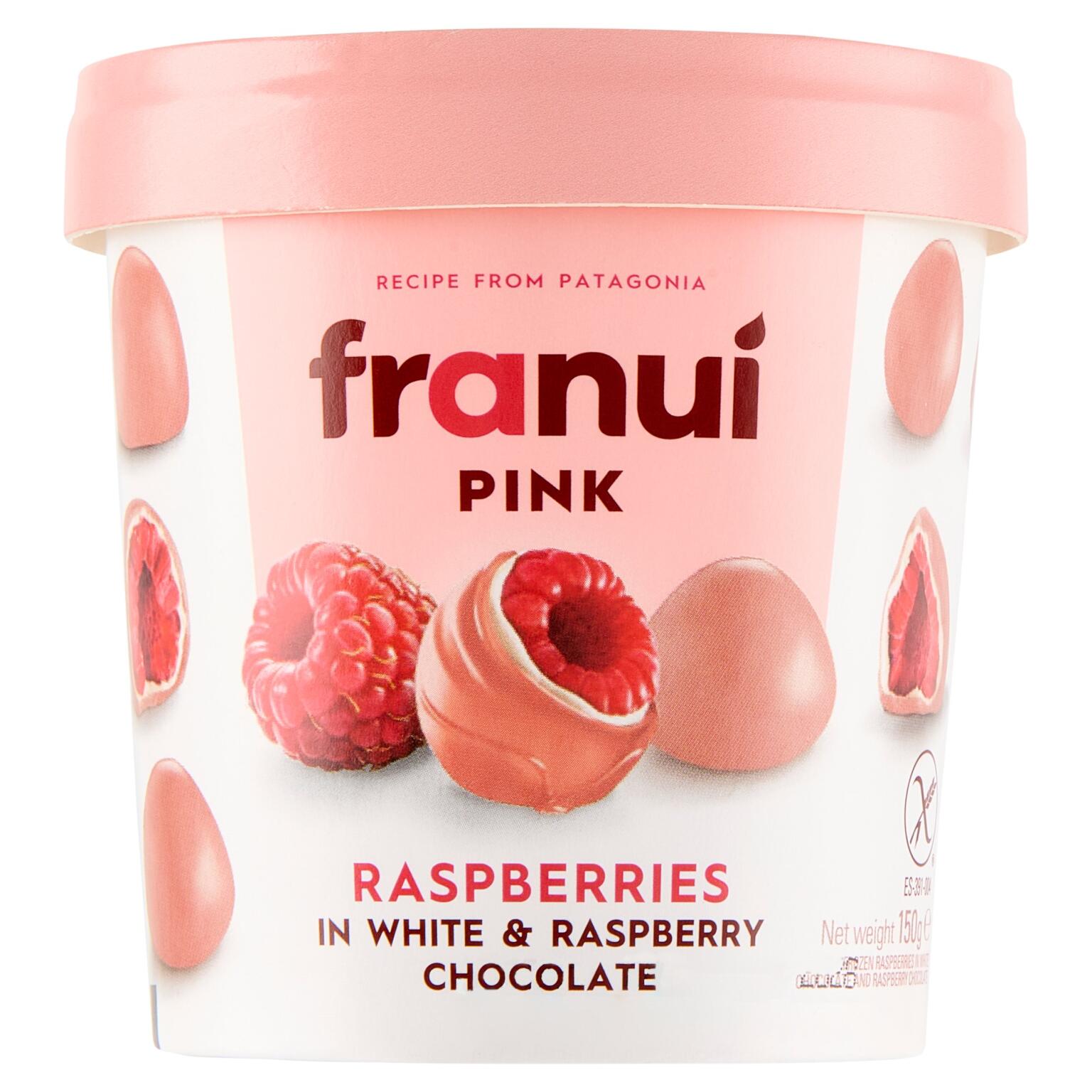 Franuì Lamponi ricoperti di cioccolato bianco e cioccolato al lampone 150g