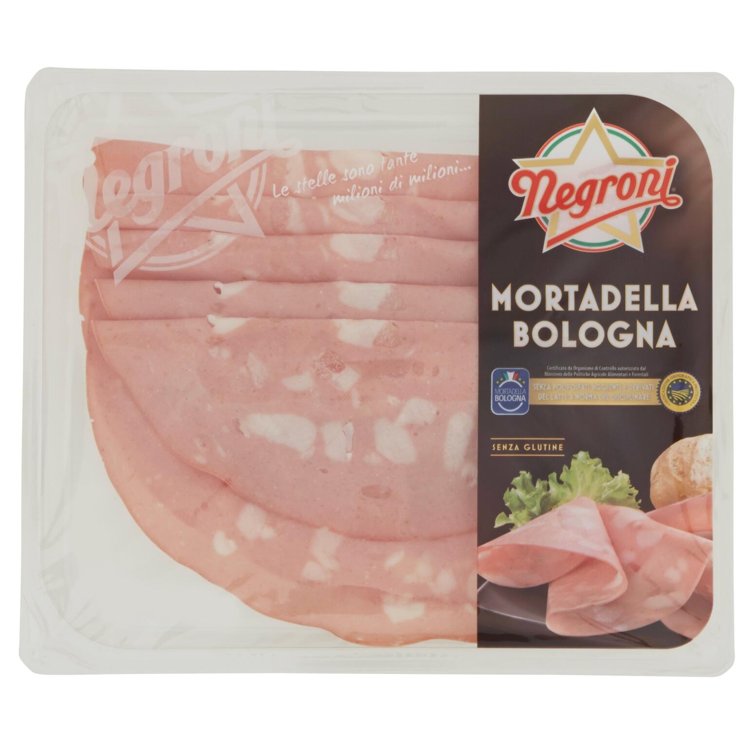 Mortadella Bologna affettata IGP 100g Negroni e senza derivati del latte senza glutine