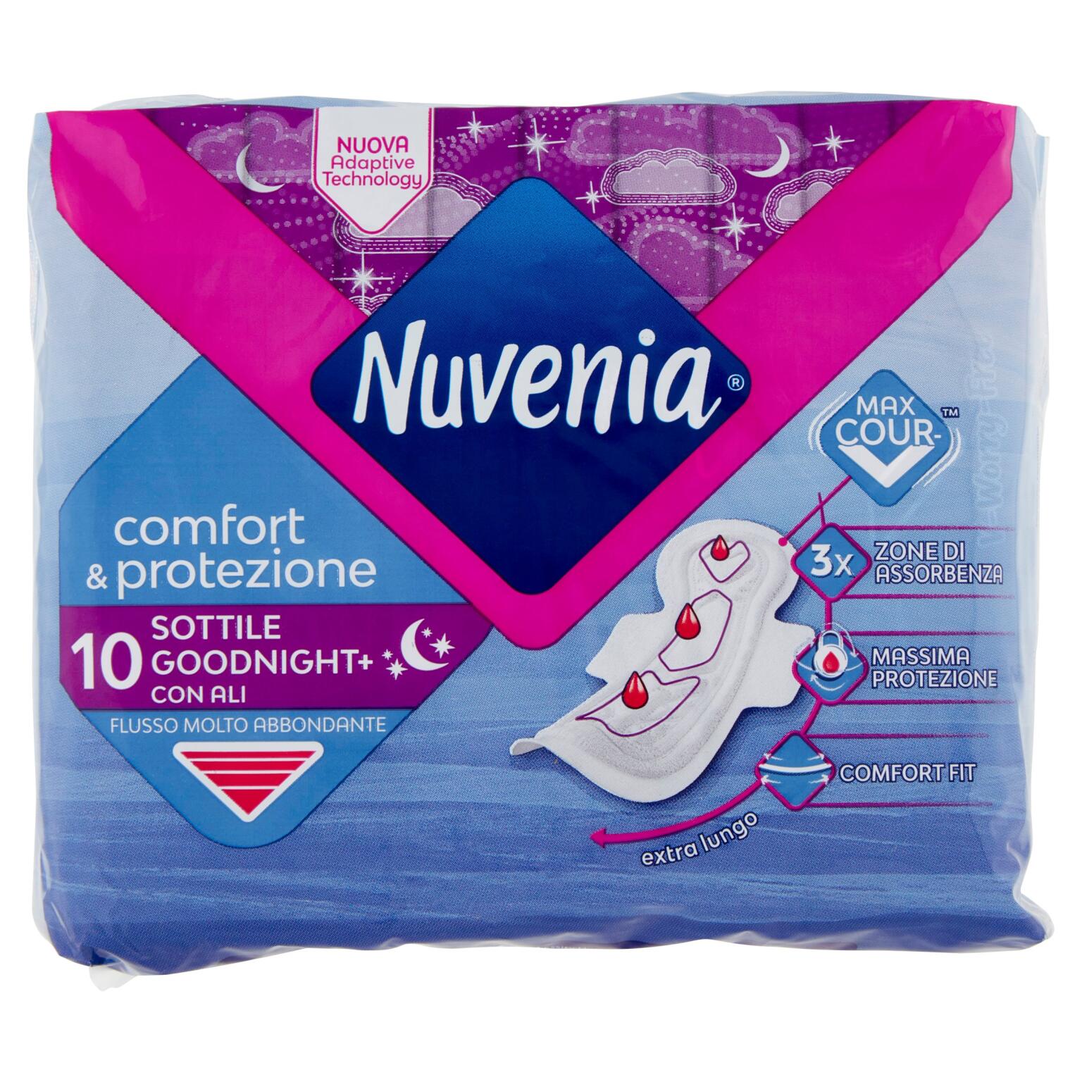 Assorbenti notte sottili con ali 10 pezzi Nuvenia
