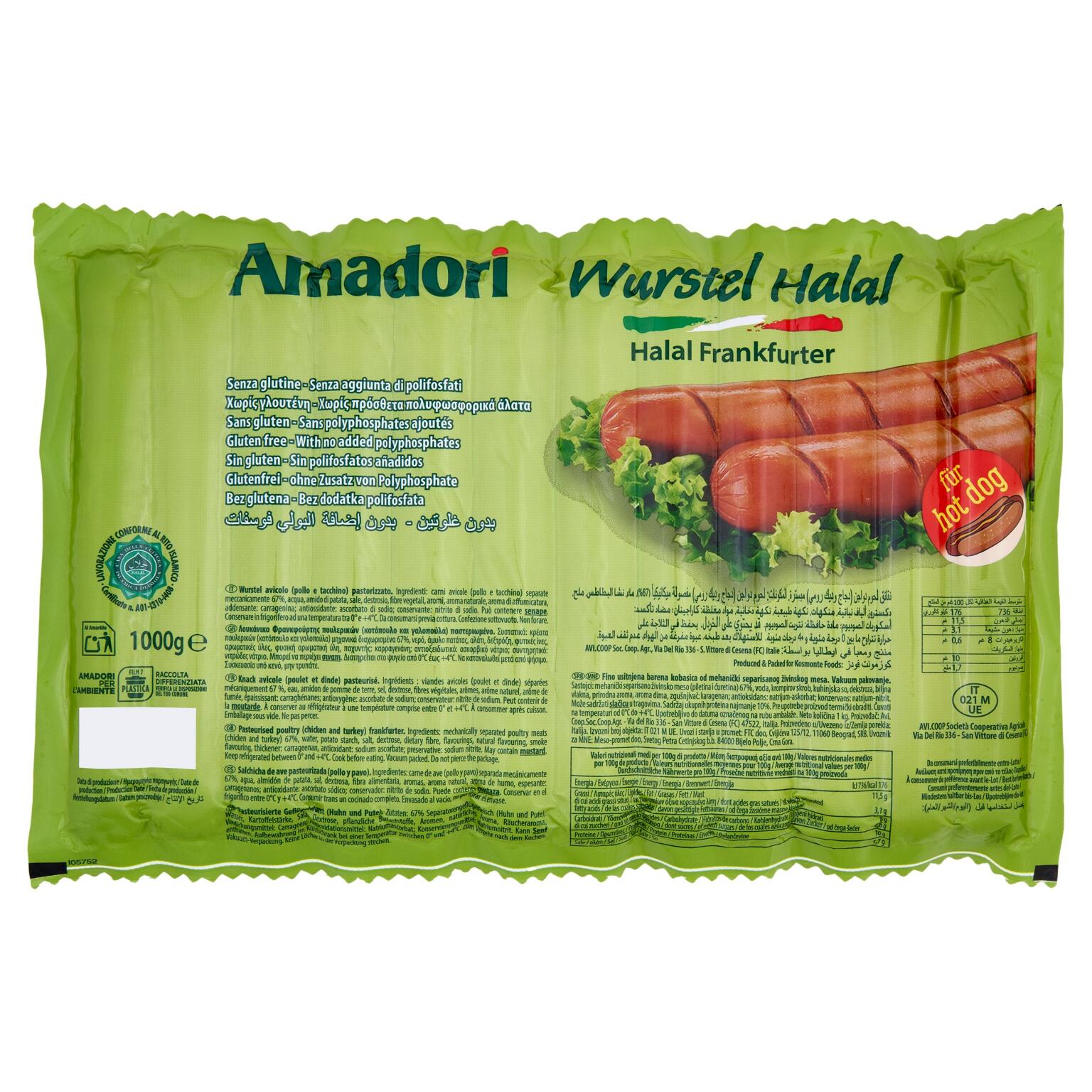 Wurstel di tacchino Halal kg.1