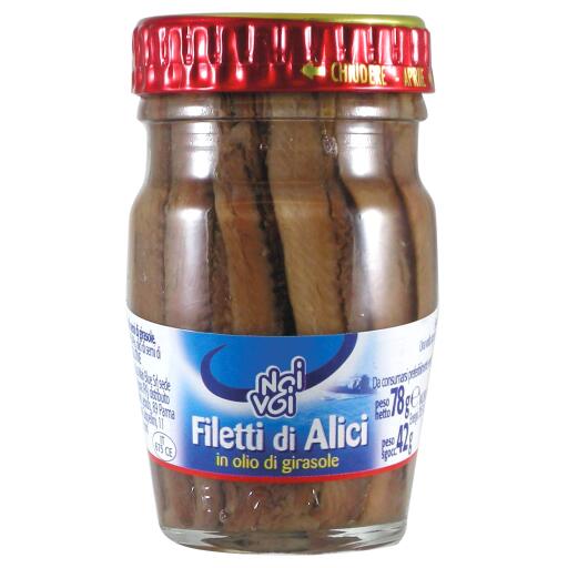 Filetti di alici in olio di semi di girasole distese 78g Noi&Voi