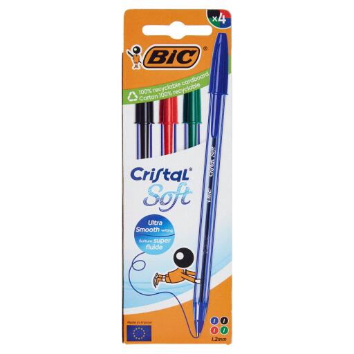 4 Penne Cristal Soft Bic Assortite